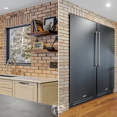 BlueStar Column Refrigerator Framed by Reclaimed Brick Veneer